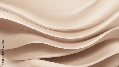 Beige fabric folds, smooth texture, soft waves, light and airy, elegant backdrop.