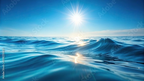 Minimalistic abstract gentle waves light blue background with sunny light