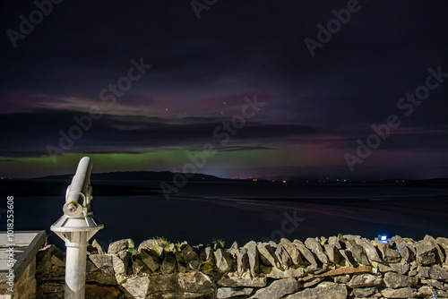 The Aurora Borealis, the northern lights, showing up in Portnoo, County Donegal, Ireland.