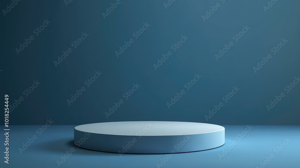 A Single Circular Pedestal on a Blue Background A Single Circular Pedestal on a Blue Background