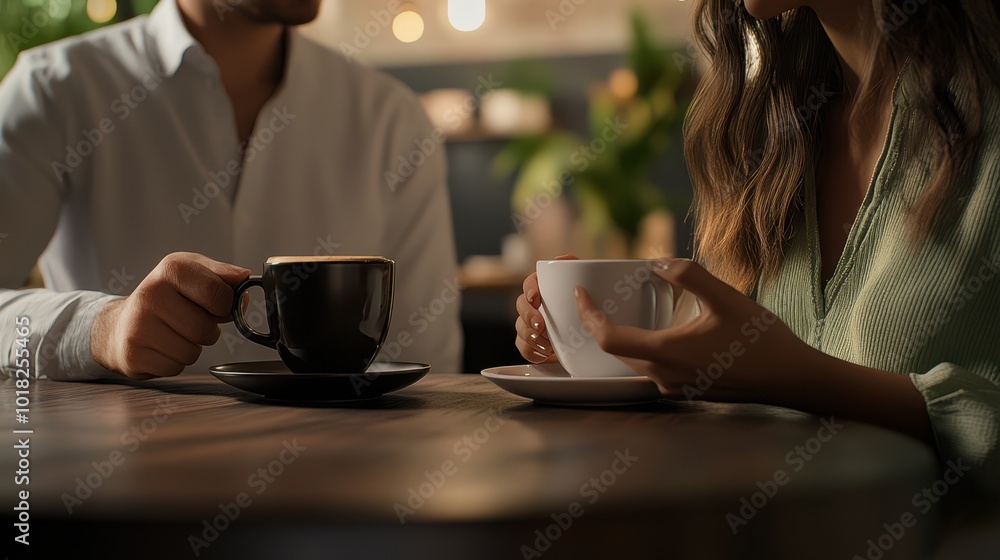The Couple Enjoying Coffee The Couple Enjoying Coffee