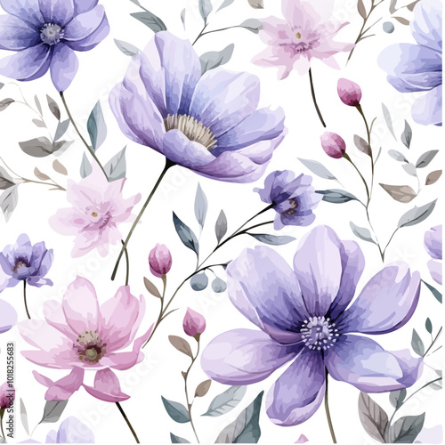 Sweet flower watercolor seamless pattern.soft pastel colors watercolor seamless patterns for beauty products or others.