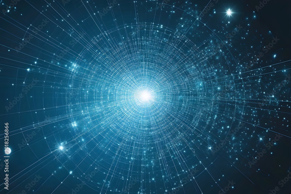 Fototapeta premium Abstract Blue Fractal Pattern with Glowing Lights