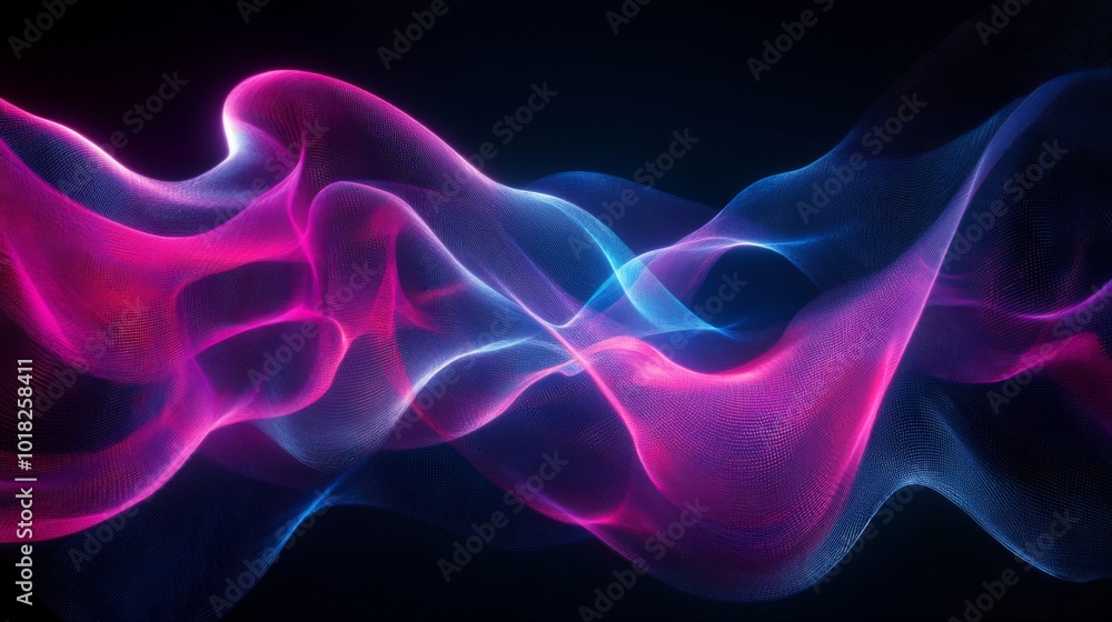 Fototapeta premium Abstract Swirling Digital Waves of Pink and Blue Light