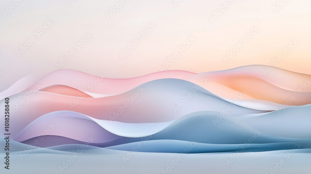 Fototapeta premium Abstract Pastel Waves in a Soft Gradient
