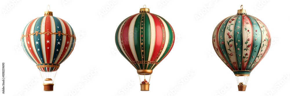Obraz premium Vintage hot air balloon isolated on transparent PNG background image perfect for travel-themed illustrations or adventure designs
