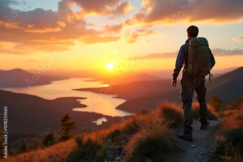 silhouette of a person standing on a mountain top