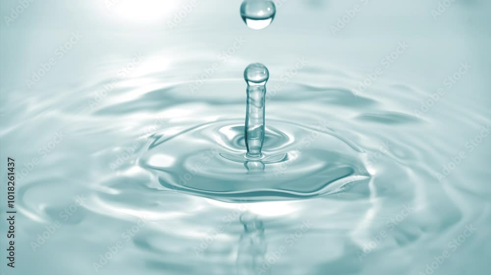 Natural mineral water splashing. Crystal clear drop of cosmetic essence serum falling in slow motion. Body moisturizing cosmetics formulating. Commercial beauty product blue liquid abstract background Natural mineral water splashing. Crystal clear drop of cosmetic essence serum falling in slow motion. Body moisturizing cosmetics formulating. Commercial beauty product blue liquid abstract background