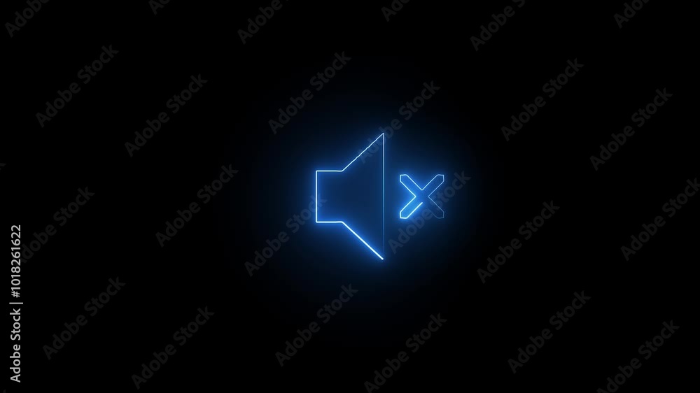 glowing neon Mute, no sound speaker icon. No sound icon. No allowed Sound Sign Animation . glowing neon Mute, no sound speaker icon. No sound icon. No allowed Sound Sign Animation .