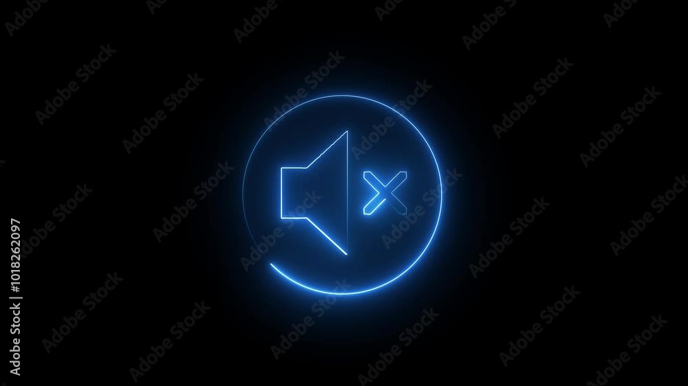 glowing neon Mute, no sound speaker icon. No sound icon. No allowed Sound Sign Animation . glowing neon Mute, no sound speaker icon. No sound icon. No allowed Sound Sign Animation .