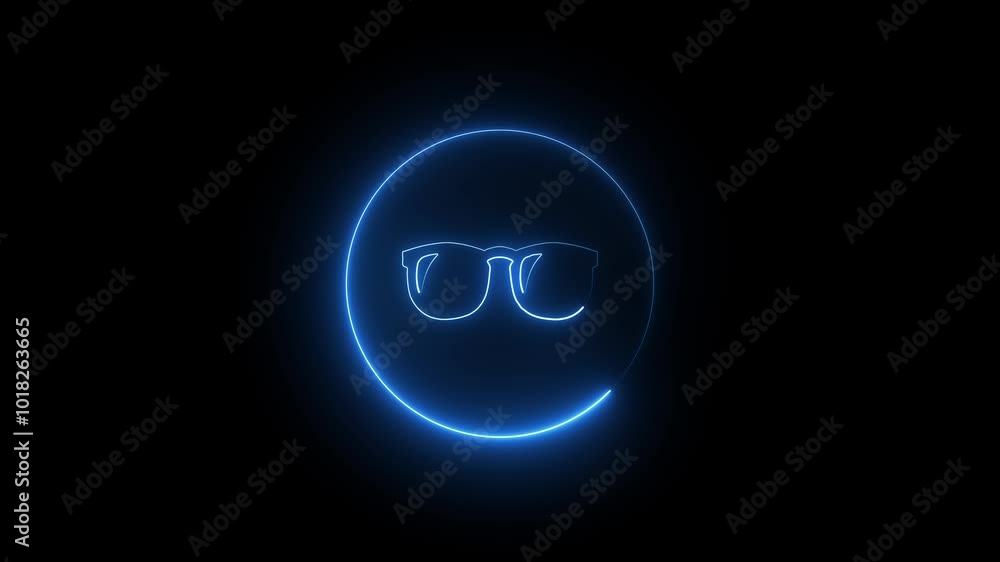 Neon sign. A set of neon glasses in different colors.. Spectacles Symbol Neon Signs Style. Neon sign. A set of neon glasses in different colors.. Spectacles Symbol Neon Signs Style.
