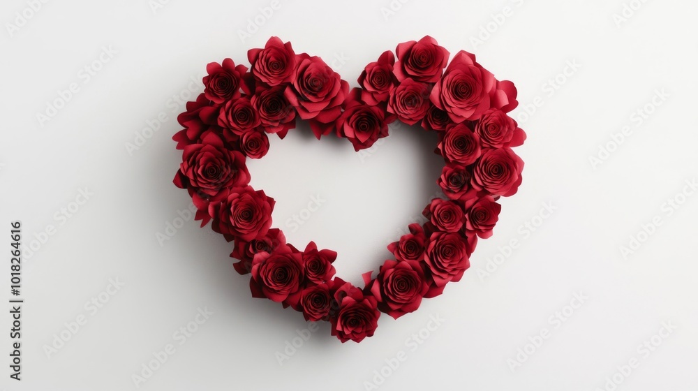 Red Paper Roses Forming a Heart Shape Red Paper Roses Forming a Heart Shape