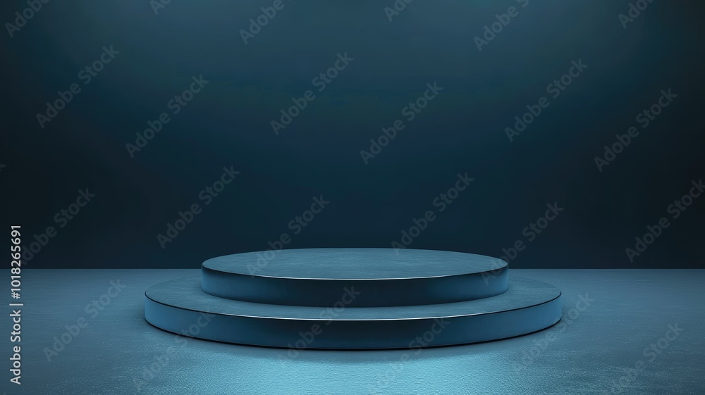 Two-Tiered Circular Platform in a Dark Blue Setting Two-Tiered Circular Platform in a Dark Blue Setting