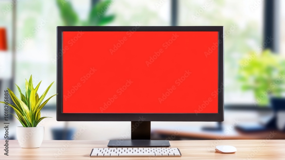 Computer screen showing red ransomware warning message in home office setting, highlighting cybersecurity threats and digital safety concerns. Computer screen showing red ransomware warning message in home office setting, highlighting cybersecurity threats and digital safety concerns.