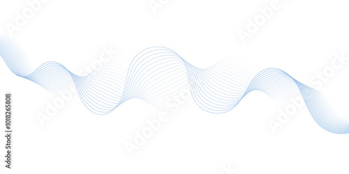 Blue color wave line abstract background design.  Energy waves technology concept design for business, presentation, banner.