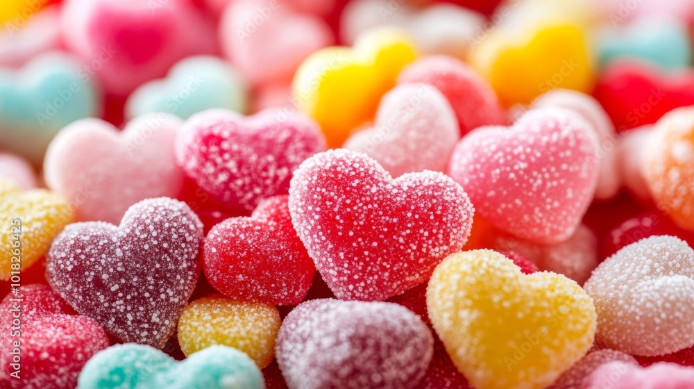 Close-up of Colorful Sugar-Coated Heart-Shaped Candies Close-up of Colorful Sugar-Coated Heart-Shaped Candies