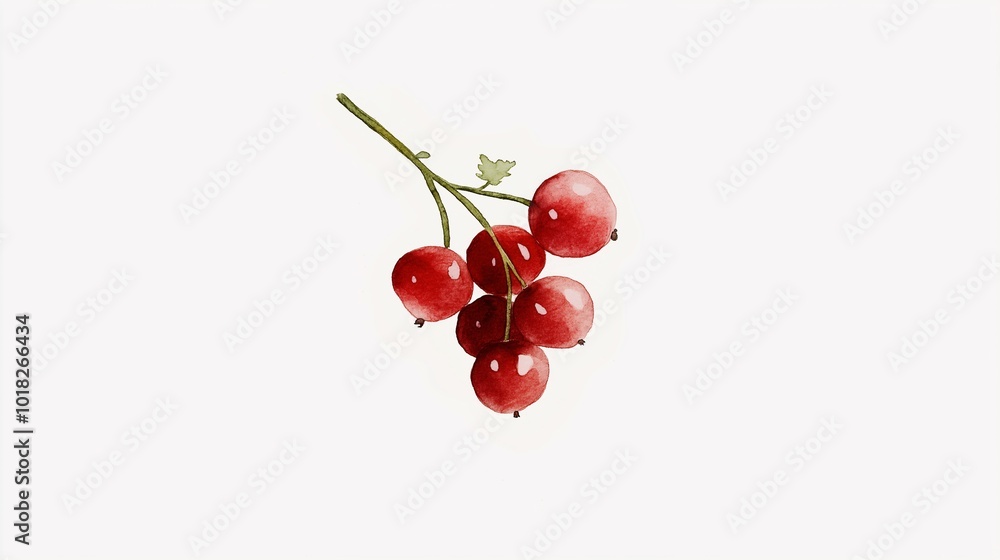 Fresh Red Berries on a Green Stem Fresh Red Berries on a Green Stem
