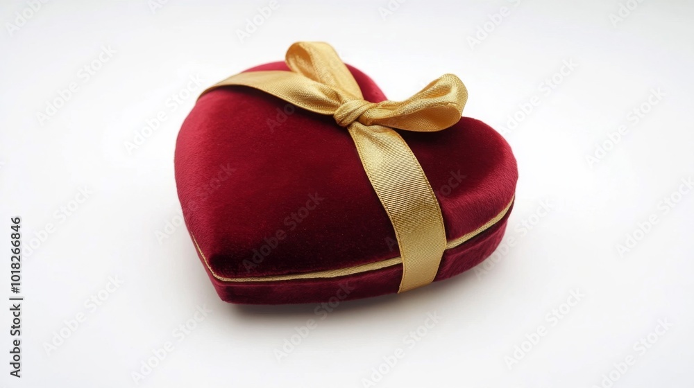 Red Velvet Heart-Shaped Box with Gold Ribbon Red Velvet Heart-Shaped Box with Gold Ribbon