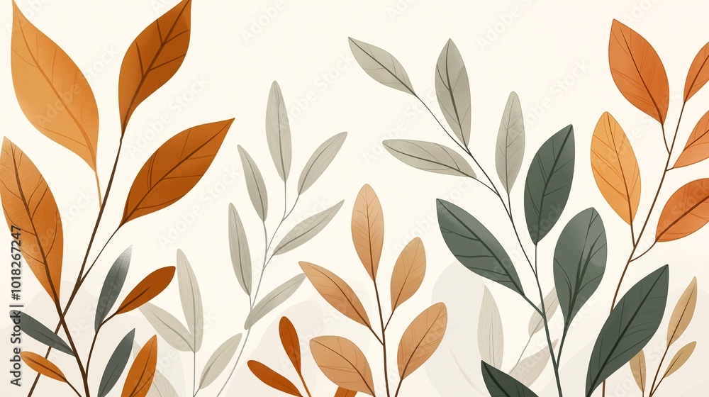 Fototapeta premium Elegant Leaves Arrangement in Soft Tones