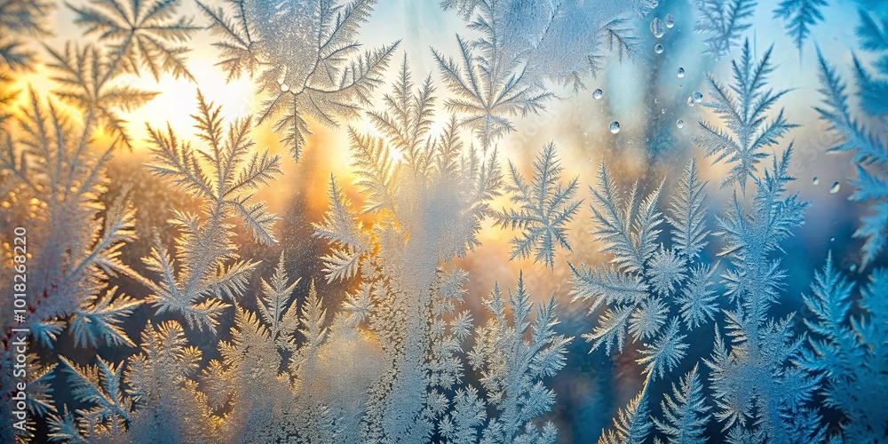 A window pane frosted with delicate ice crystals, illuminated by the soft glow of a setting sun. A window pane frosted with delicate ice crystals, illuminated by the soft glow of a setting sun.