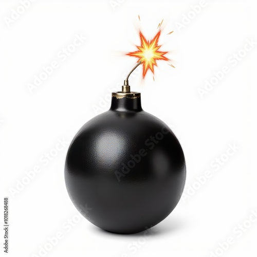 A Classic Black Bomb With a Lit Fuse and a Bright Spark Ready to Explode in a Dramatic Setting