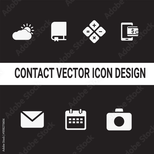 Business Card Icon Set: Editable Contact Symbols for Professional Designs. Contains icons - name, phone, location, website, address, mail, email, office, mobile