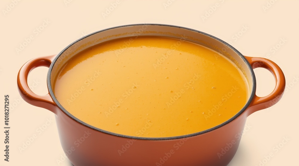 Creamy Pumpkin Soup Simmering in a Large Pot Ready for a Warm Fall Meal Creamy Pumpkin Soup Simmering in a Large Pot Ready for a Warm Fall Meal