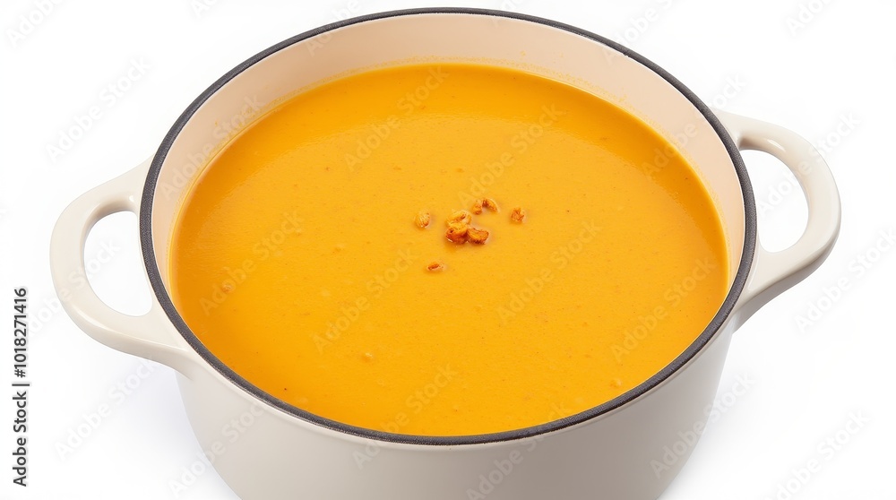 Creamy Pumpkin Soup in a Pot With a Smooth Texture Ready for Serving and Enjoyment This Autumn Creamy Pumpkin Soup in a Pot With a Smooth Texture Ready for Serving and Enjoyment This Autumn