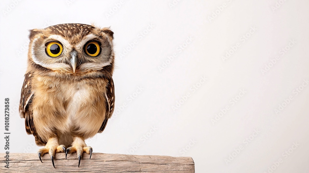 Obraz premium Charming Owl with Big Eyes Perched on a Branch