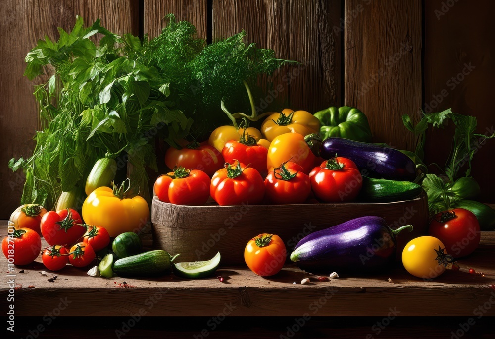 vibrant colorful ingredients artfully arranged rough textured wooden showcasing freshness natural beauty, arrangement, artisan, boards, culinary, design vibrant colorful ingredients artfully arranged rough textured wooden showcasing freshness natural beauty, arrangement, artisan, boards, culinary, design
