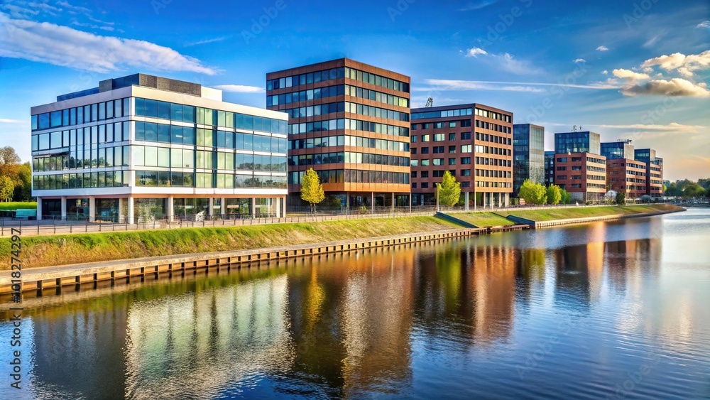 Modern buildings from Hochschule Rhein Waal Kleve with depth of field effect Modern buildings from Hochschule Rhein Waal Kleve with depth of field effect