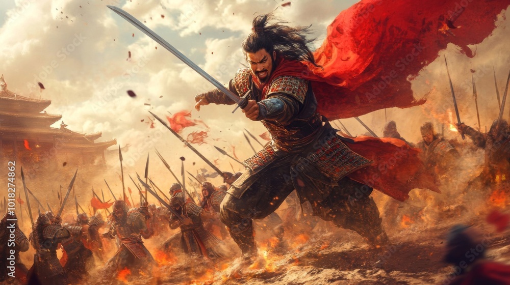 A Warrior Leading a Charge During a Battle A Warrior Leading a Charge During a Battle