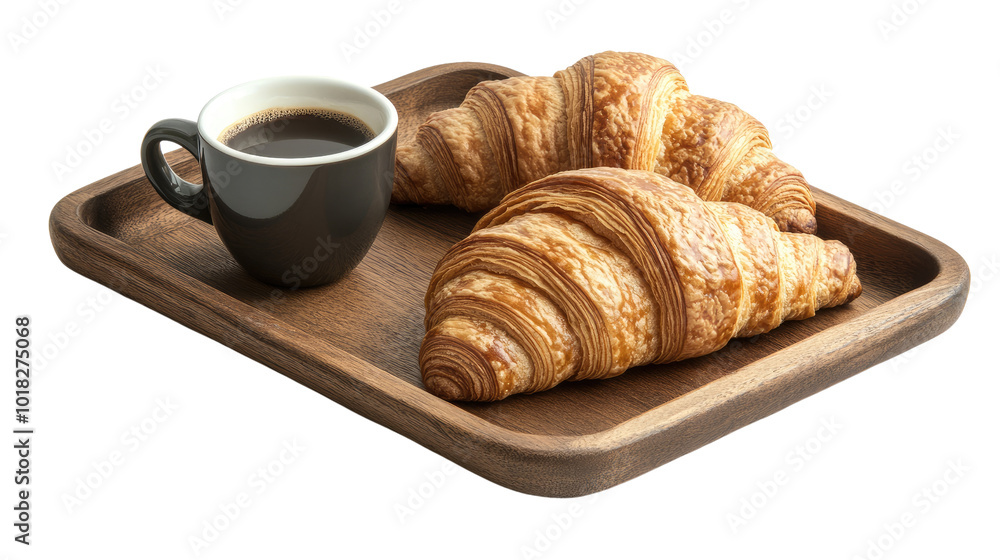 board with croissant and coffee transparent background board with croissant and coffee transparent background