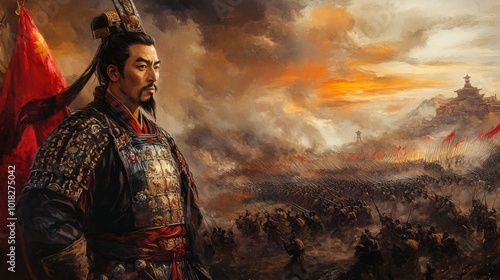 A General Leading His Army Towards Battle