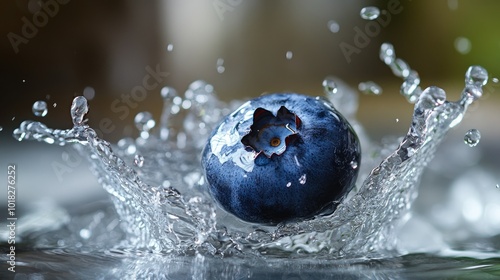 Wallpaper Mural Dynamic shot of a blueberry hitting water, creating an energetic splash, against a crisp background Torontodigital.ca