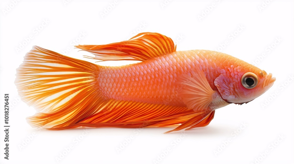 Fototapeta premium Vibrant Orange Goldfish on a White Background