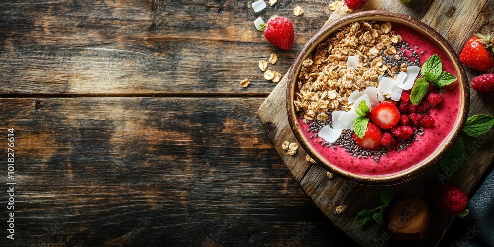 Tropical Smoothie Bowl Topped with Granola, Coconut Flakes, and Fresh Fruit Tropical Smoothie Bowl Topped with Granola, Coconut Flakes, and Fresh Fruit