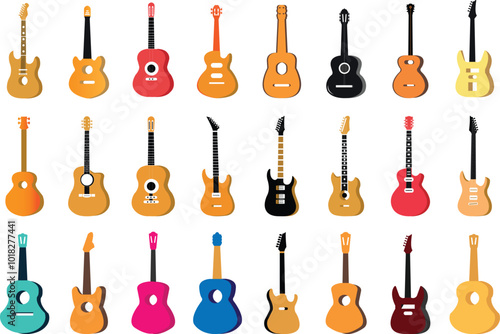 Canvas Print Guitars vector art illustration