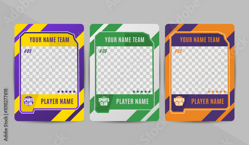 Set of trading frames for game sports card template, Perfect for game sport mockups
