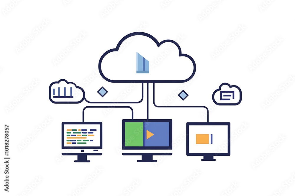 An icon of a cloud network typically features a cloud shape with interconnected lines or nodes extending from or within it, symbolizing data flow and connections between various devices or servers in An icon of a cloud network typically features a cloud shape with interconnected lines or nodes extending from or within it, symbolizing data flow and connections between various devices or servers in
