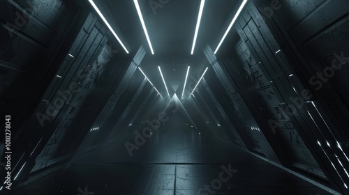 Fototapeta Naklejka Na Ścianę i Meble -  Futuristic Tunnel with Neon Lights