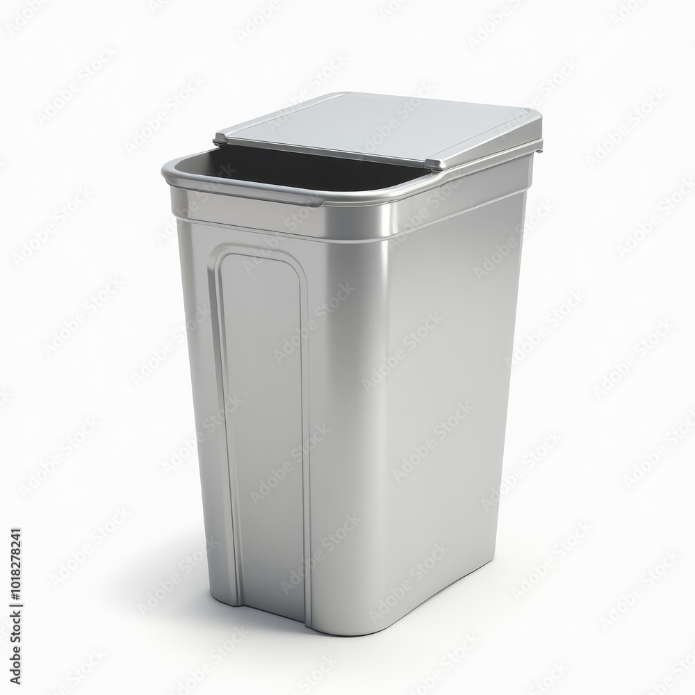 Modern Stainless Steel Trash Bin With a Closed Lid in Minimalist Design for Home or Office Use Modern Stainless Steel Trash Bin With a Closed Lid in Minimalist Design for Home or Office Use