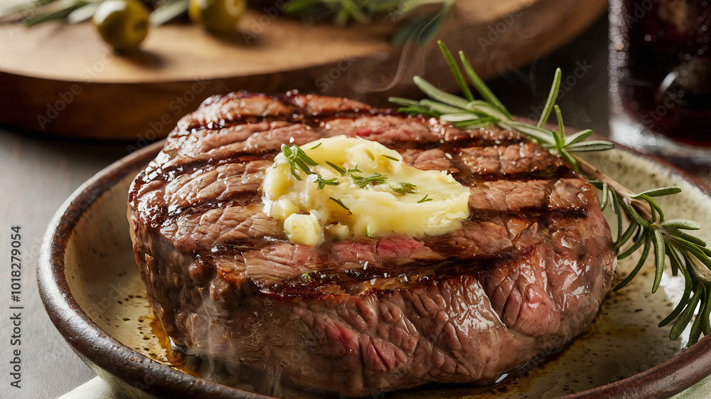 Gourmet Grilled Steak with Garlic Butter and Fresh Herb Garnish – Hyper-Realistic Food Photography Gourmet Grilled Steak with Garlic Butter and Fresh Herb Garnish – Hyper-Realistic Food Photography