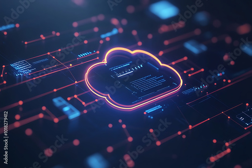 An icon of a cloud network typically features a cloud shape with interconnected lines or nodes extending from or within it, symbolizing data flow and connections between various devices or servers in 