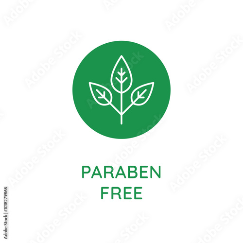 Vector line design element, badge and icon for food and cosmetics packaging in mono linear style - paraben free