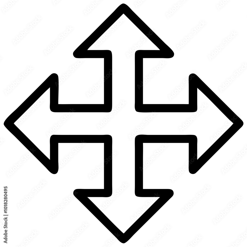 Multi-directional development business icon, showing growth and scalability concept Multi-directional development business icon, showing growth and scalability concept