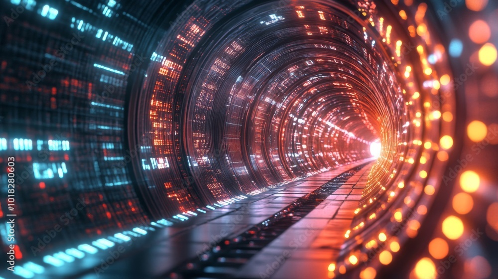Futuristic Tunnel with Red and Blue Lights Futuristic Tunnel with Red and Blue Lights