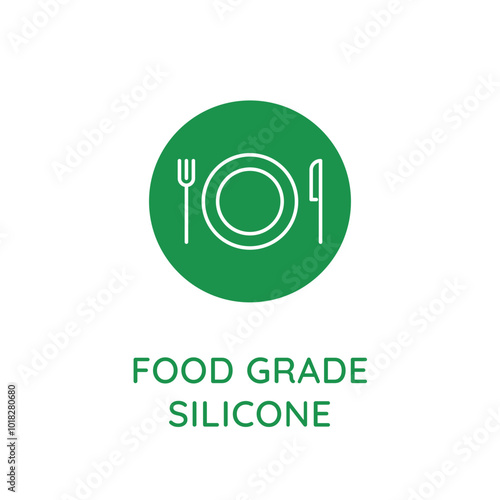 Vector line design element, badge and icon for food and cosmetics packaging in mono linear style - food grade silicone