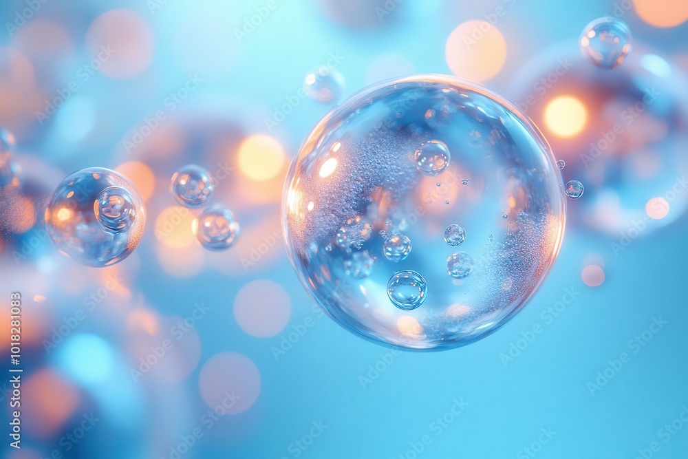 molecule encapsulated in a bubble against a soft background symbolizing skincare solutions merging beauty and science with a clean and modern aesthetic molecule encapsulated in a bubble against a soft background symbolizing skincare solutions merging beauty and science with a clean and modern aesthetic