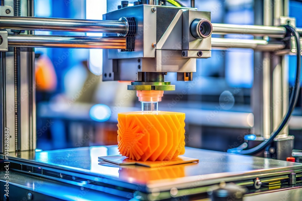 Creating physical objects close-up of 3D printer in action Creating physical objects close-up of 3D printer in action